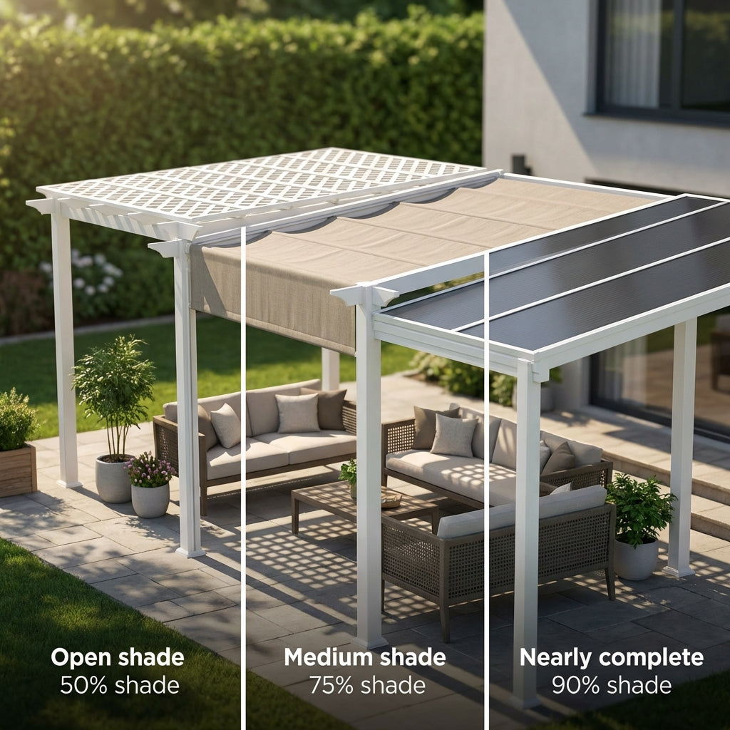 Top 3 Pergola Shade Options: 50%, 75%, and 90% Coverage Compared