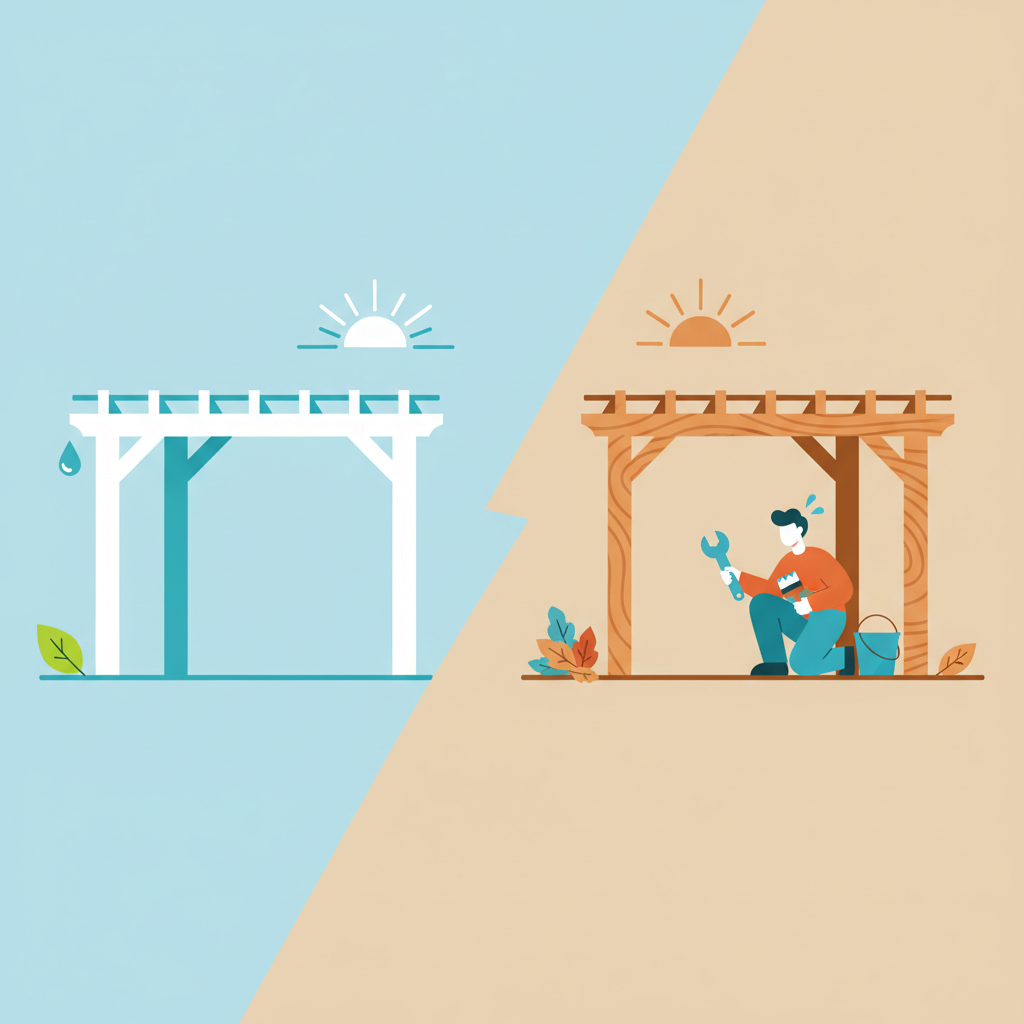 Illustration for Vinyl vs. Wood Pergola Maintenance: The Ultimate Low-Effort Choice for DIY Homeowners