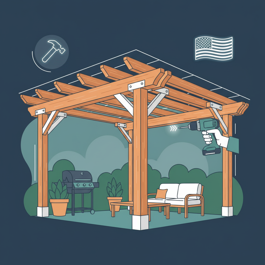 Illustration for Enhance Your Home with American-Made DIY Pergola Kits: Superior Quality, Easy Build