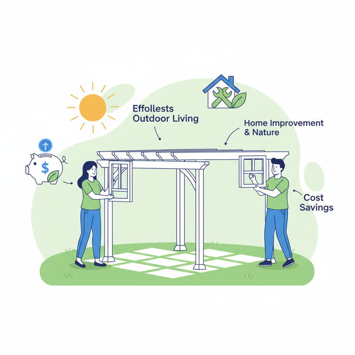 Illustration for Maintenance-Free Vinyl Pergola Kits: Effortless DIY Outdoor Living Transformation