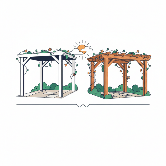 Illustration for Vinyl vs. Wood Pergola: Unveiling the Best Choice for Your Outdoor Oasis