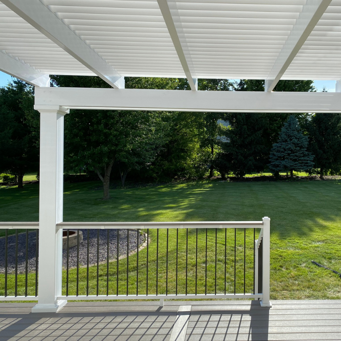High-End Freestanding Vinyl Pergola w/ Heavy-Duty Aluminum Frame – Up to 24' x 24' – Made in USA