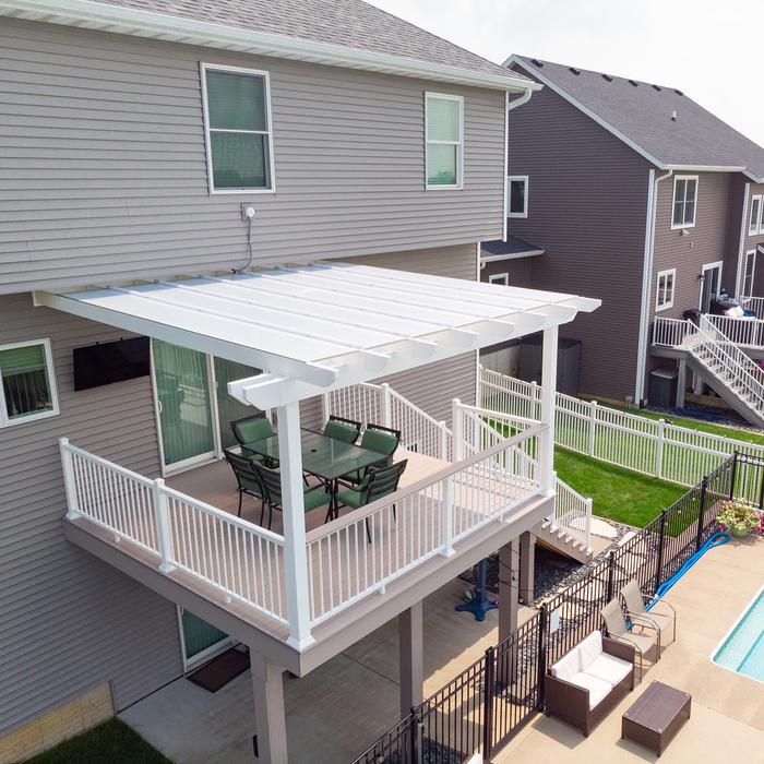 Luxury Attached Rainproof Patio Cover – Vinyl/Aluminum Frame, Polycarbonate Roof – Up to 20' x 20' – Made in USA