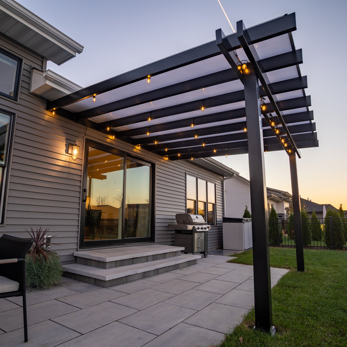 Luxury Attached Rainproof Patio Cover – Vinyl/Aluminum Frame, Polycarbonate Roof – Up to 20' x 20' – Made in USA