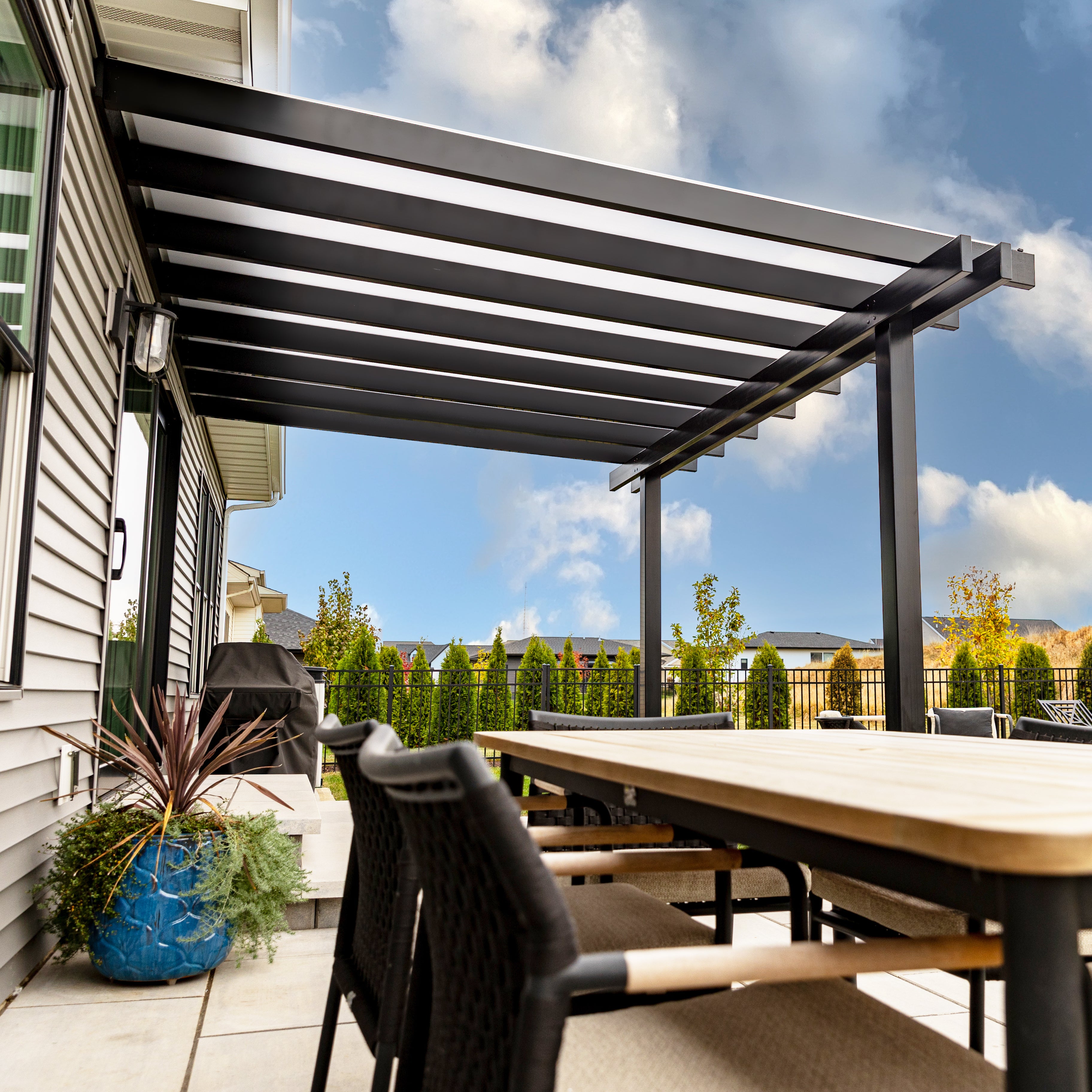 attached rainproof patio cover with solid polycarbonate roof