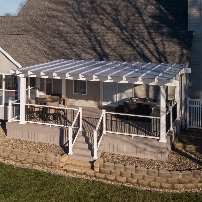 Large Freestanding Rainproof Patio Cover – Vinyl & Aluminum Frame – Up to 32' x 20' – Made in USA