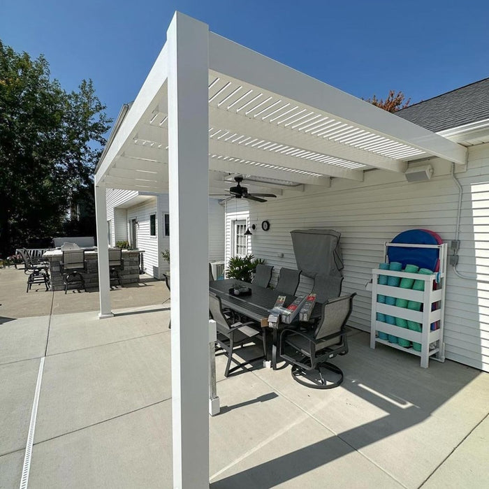 Luxury Wall-Mounted Vinyl Pergola w/ Heavy-Duty Aluminum Frame – Up to 16' x 16' – Made in USA