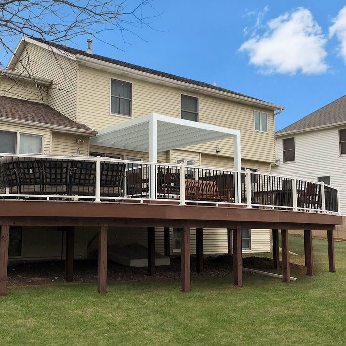 Luxury Wall-Mounted Vinyl Pergola w/ Heavy-Duty Aluminum Frame – Up to 16' x 16' – Made in USA