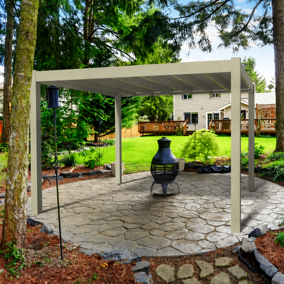 modern customizable pergola with clean square corners and slatted roof
