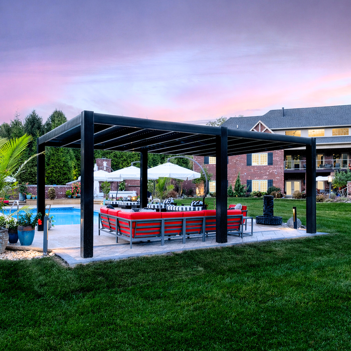 Luxurious Contemporary Vinyl Pergola w/ Heavy-Duty Aluminum Frame – Up to 24' x 16' – Made in USA