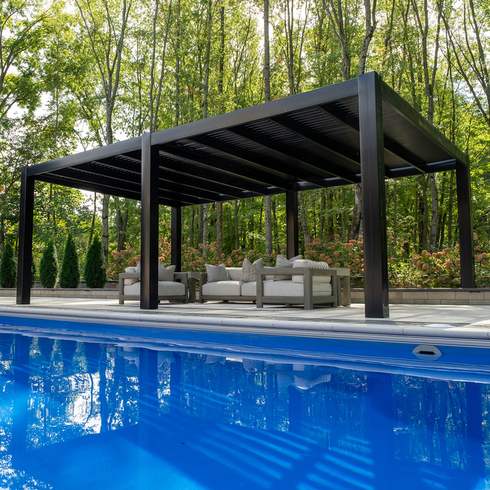 Luxurious Contemporary Vinyl Pergola w/ Heavy-Duty Aluminum Frame – Up to 24' x 16' – Made in USA