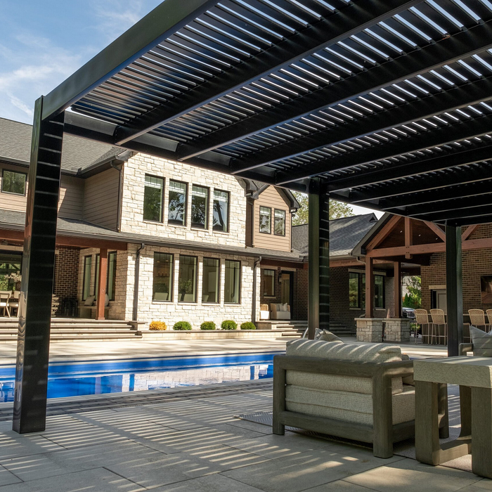 Luxurious Contemporary Vinyl Pergola w/ Heavy-Duty Aluminum Frame – Up to 24' x 16' – Made in USA