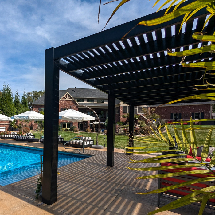 Luxurious Contemporary Vinyl Pergola w/ Heavy-Duty Aluminum Frame – Up to 24' x 16' – Made in USA