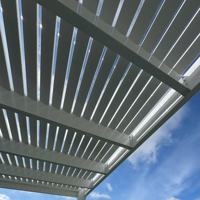 Luxury Wall-Mounted Vinyl Pergola w/ Heavy-Duty Aluminum Frame – Up to 16' x 16' – Made in USA