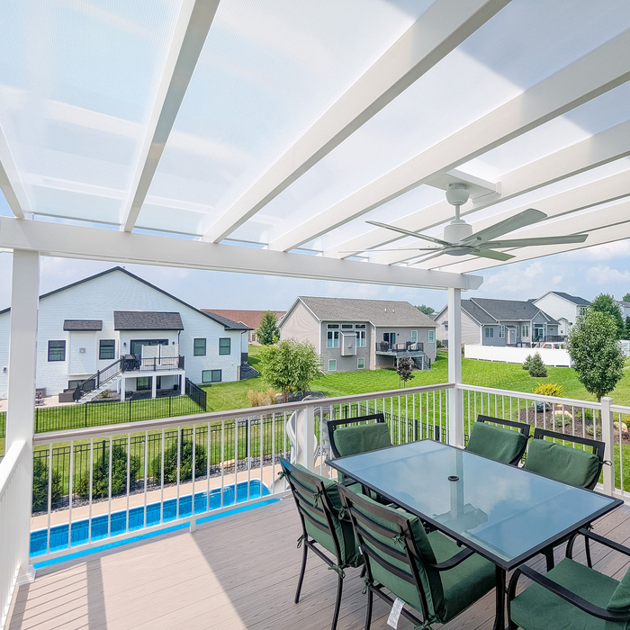 Large Freestanding Rainproof Patio Cover – Vinyl & Aluminum Frame – Up to 32' x 20' – Made in USA