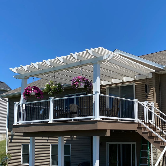 High-End Vinyl Pergola Attached to House – Heavy-Duty Aluminum Frame – Up to 24' x 24' – Made in USA