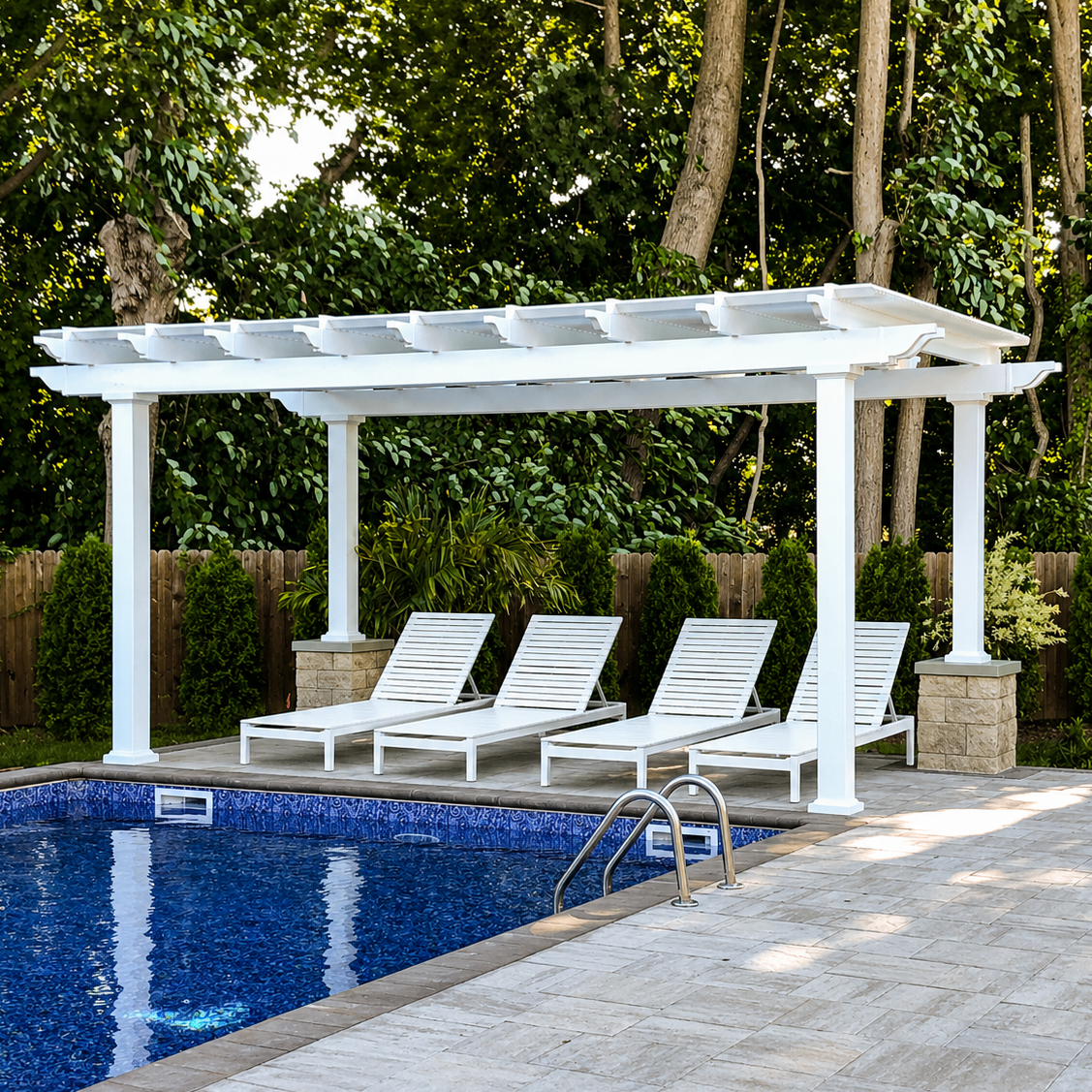 traditional pergola over firepit outdoor living area