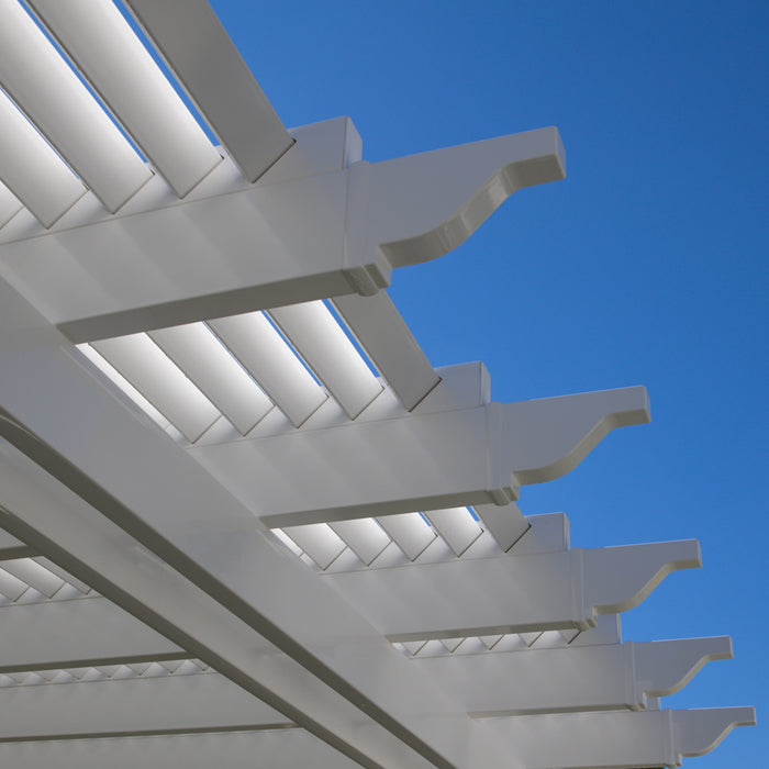Luxury Freestanding Outdoor Vinyl Pergola With Heavy-Duty Aluminum Frame – Up to 32' x 24' – Made in USA