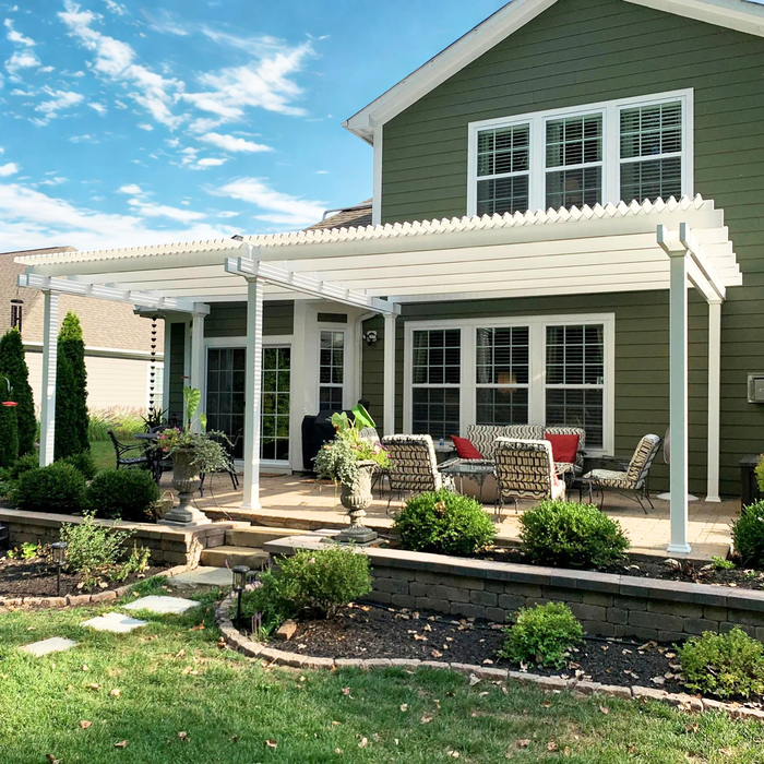 Luxury Freestanding Outdoor Vinyl Pergola With Heavy-Duty Aluminum Frame – Up to 32' x 24' – Made in USA